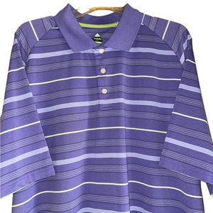 Bolle Golf Tech Men’s Striped Polo Shirt Golf Active Size XL‎ Purple White Lime
